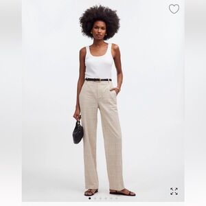 Madewell Mid-Rise Straight Pants in Plaid Linen Blend